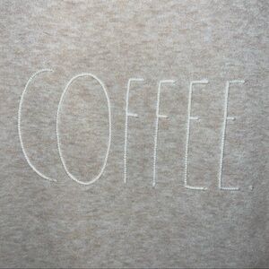 RAE DUNN “COFFEE” EMBROIDERED CREAM COLORED COWL NECK SWEATSHIRT//SIZE XL